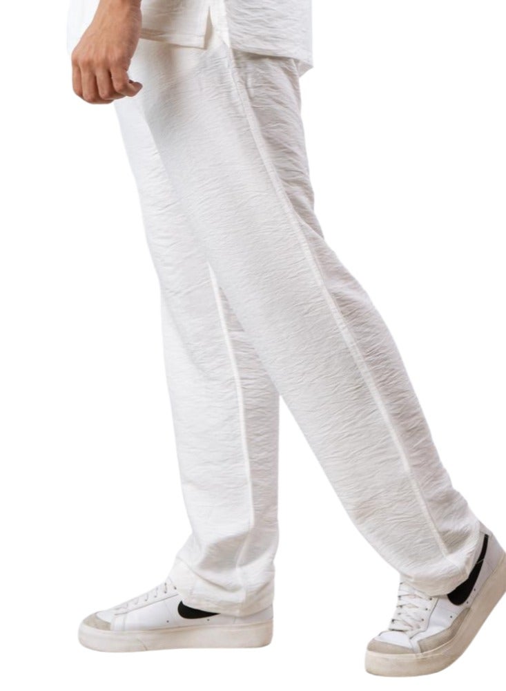 Premium Linen Two-Piece Set, Short Sleeve Shirt and Trousers, Available in Black, White, Beige  - Image 4
