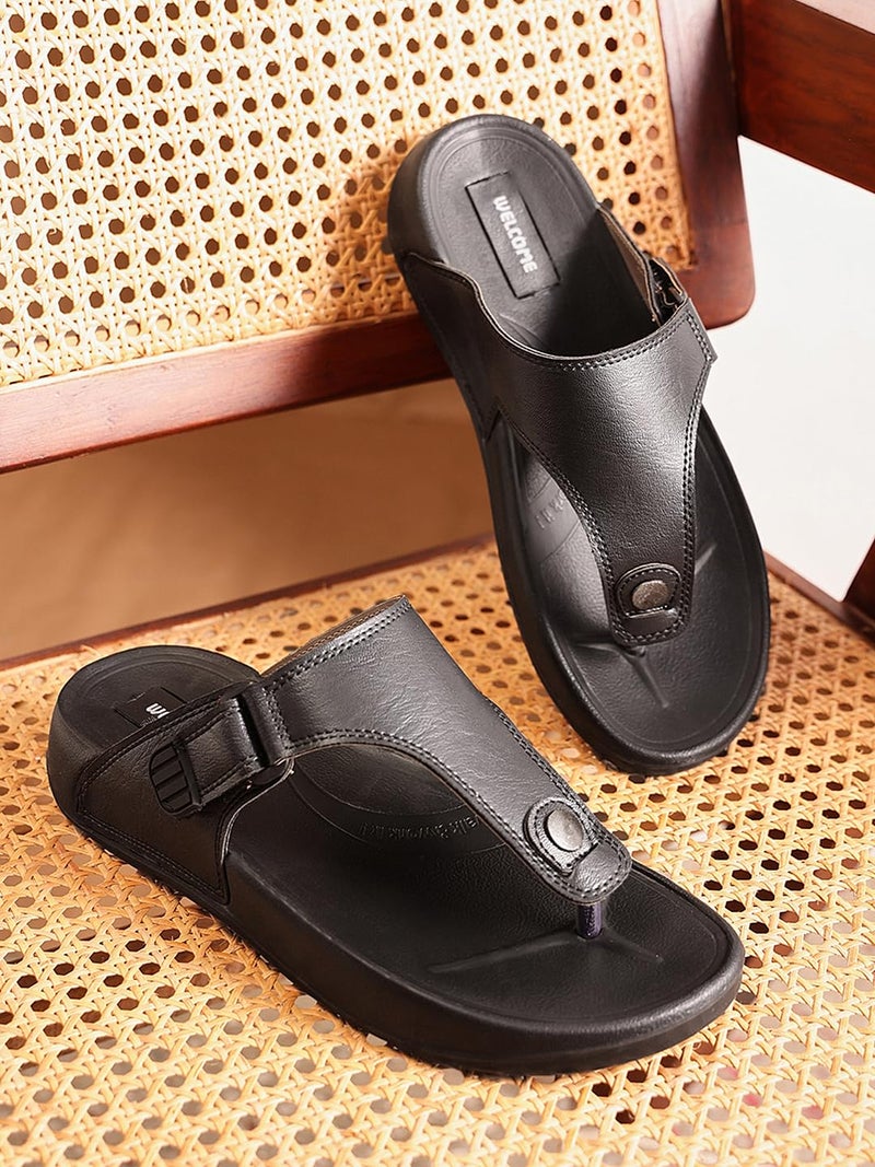 WELCOME Men's Flip Flops, Black, GLF-21, 7 - Image 2