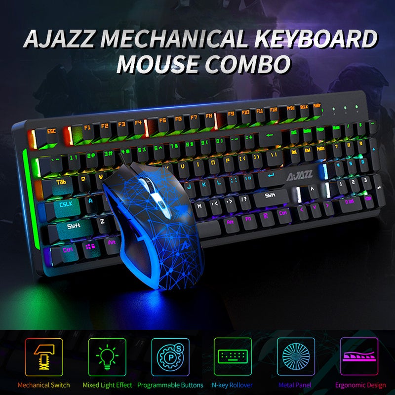 Ajazz 104 Keys USB Wired Gaming Keyboard Mouse Combo Set - Image 3