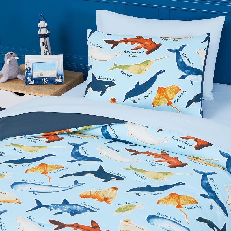 Wink Deer Twin Comforter Set for Boys-5 Pieces Ocean Animals Glow in the Dark Twin Bedding Sets for Kids, Ultra Soft Bed in A Bag with Sheets - Image 5