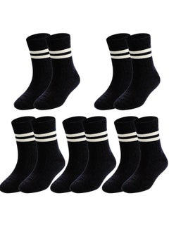 Pack of 5 Pattern Black Striped Kids Toddler Crew Socks