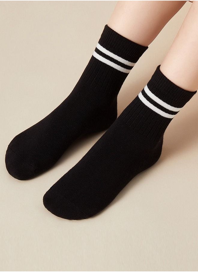 RARELY - Pack of 5 Pattern Black Striped Kids Toddler Crew Socks - Image 1