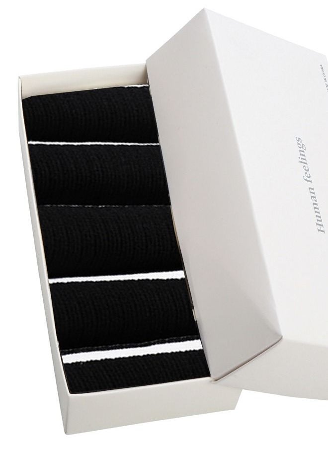 RARELY - Pack of 5 Pattern Black Striped Kids Toddler Crew Socks - Image 1