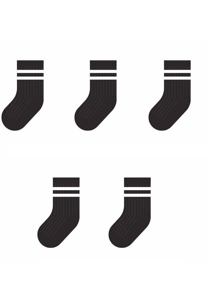 RARELY - Pack of 5 Pattern Black Striped Kids Toddler Crew Socks - Image 1