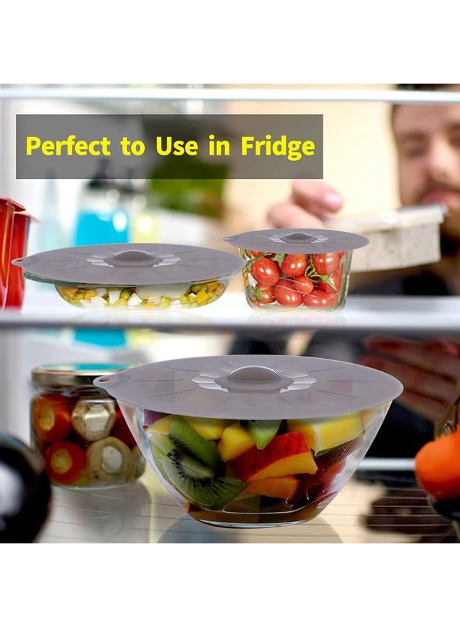 Andyken Silicone Lids for Pots and Pans - Silicone Lids for Food and Bowl Covers for Food Safe BPA Free Silicone Bowl Covers Microwave Cover(Gray) - Image 5