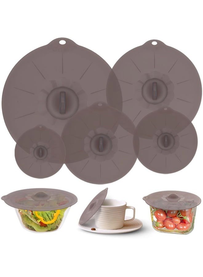 Andyken Silicone Lids for Pots and Pans - Silicone Lids for Food and Bowl Covers for Food Safe BPA Free Silicone Bowl Covers Microwave Cover(Gray) - Image 1