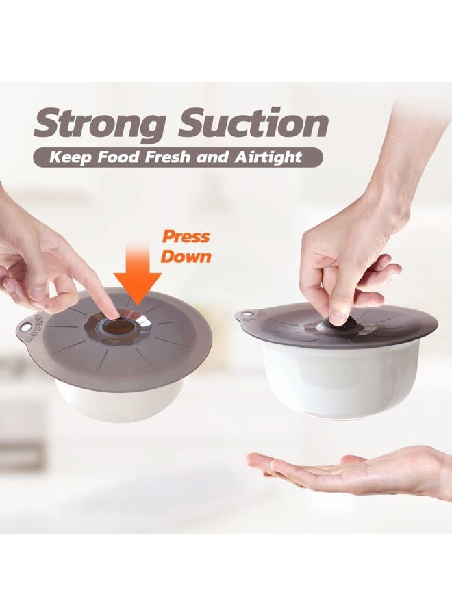 Andyken Silicone Lids for Pots and Pans - Silicone Lids for Food and Bowl Covers for Food Safe BPA Free Silicone Bowl Covers Microwave Cover(Gray) - Image 3