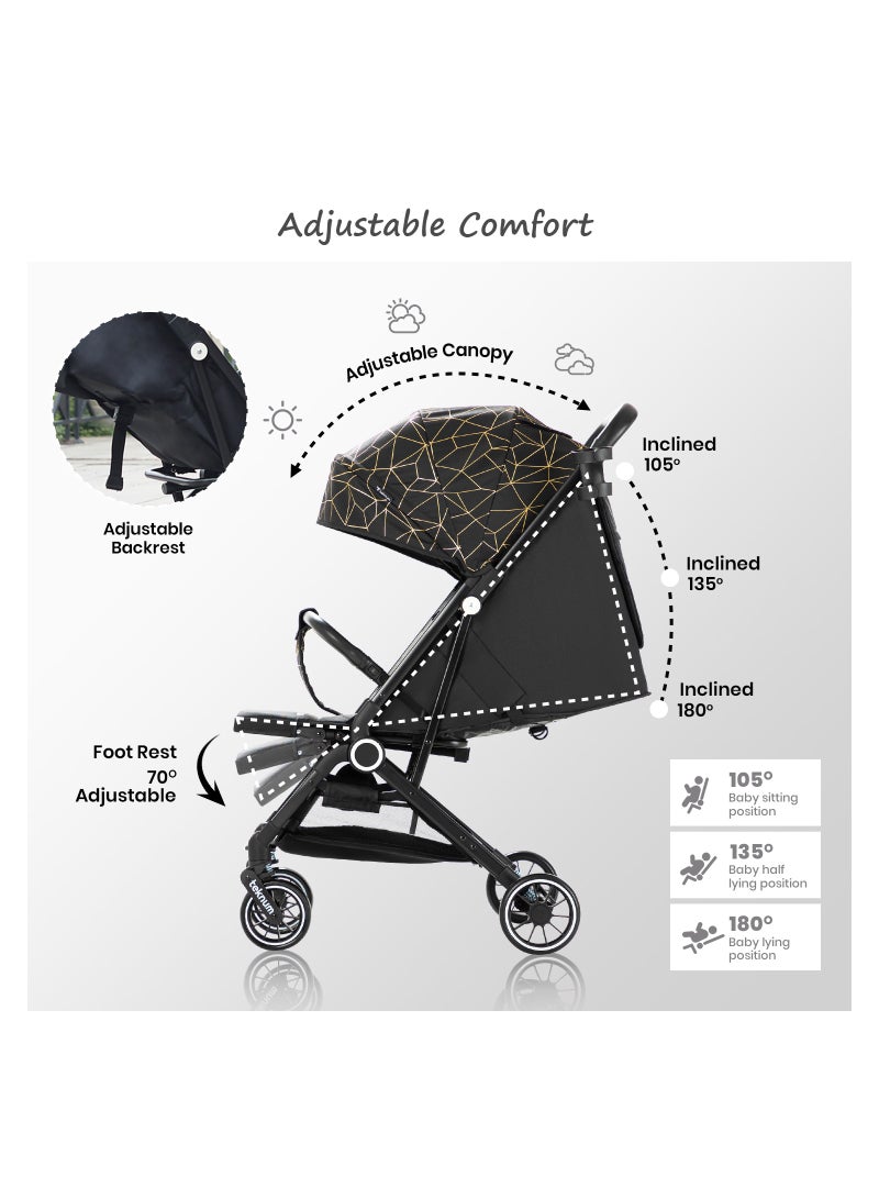 TEKNUM Travel Zen Stroller With Coffee Cup Holder - Black Gold - Image 3