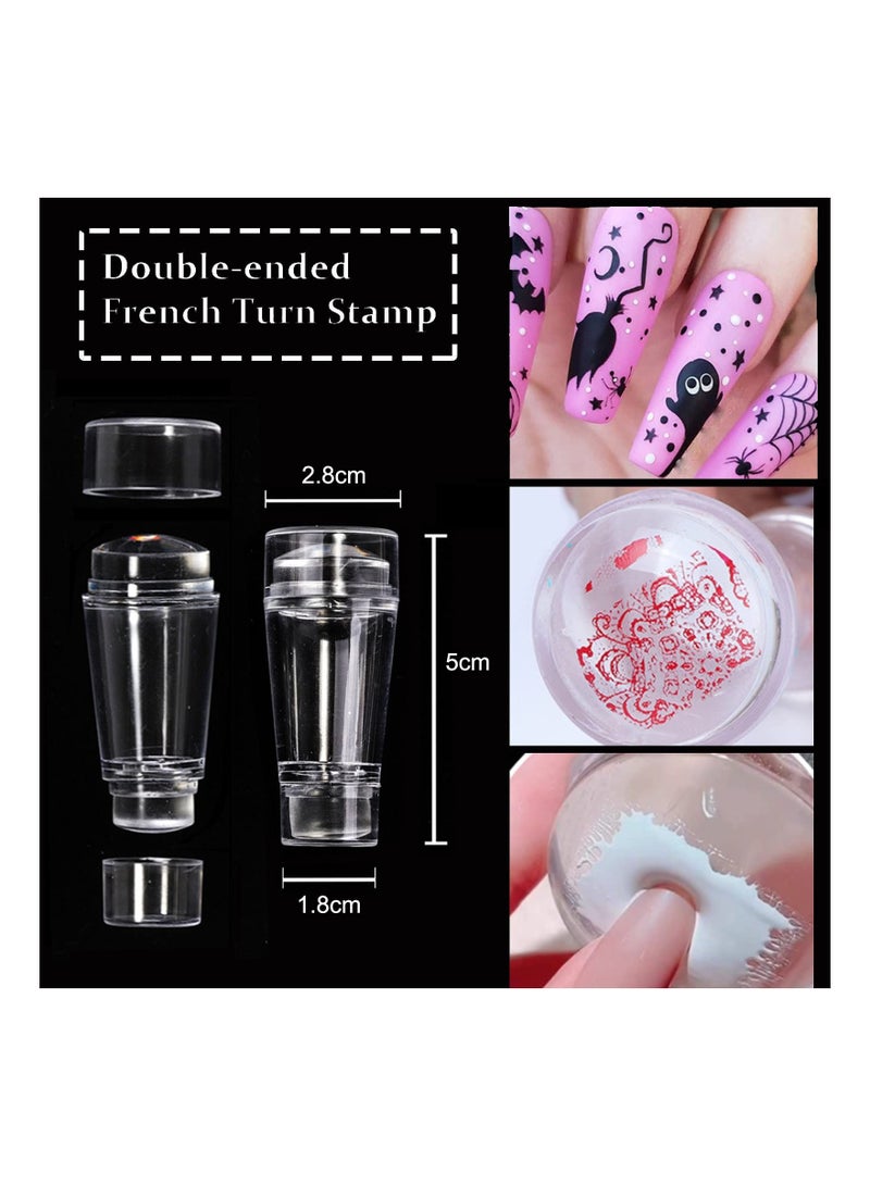 SYOSI 4 Different Clear Silicone Nail Art Stamper Set With 4 Scrapers