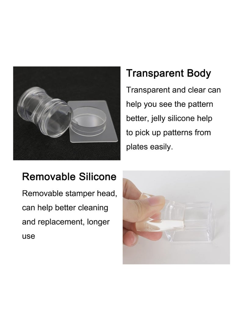 SYOSI 4 Different Clear Silicone Nail Art Stamper Set With 4 Scrapers