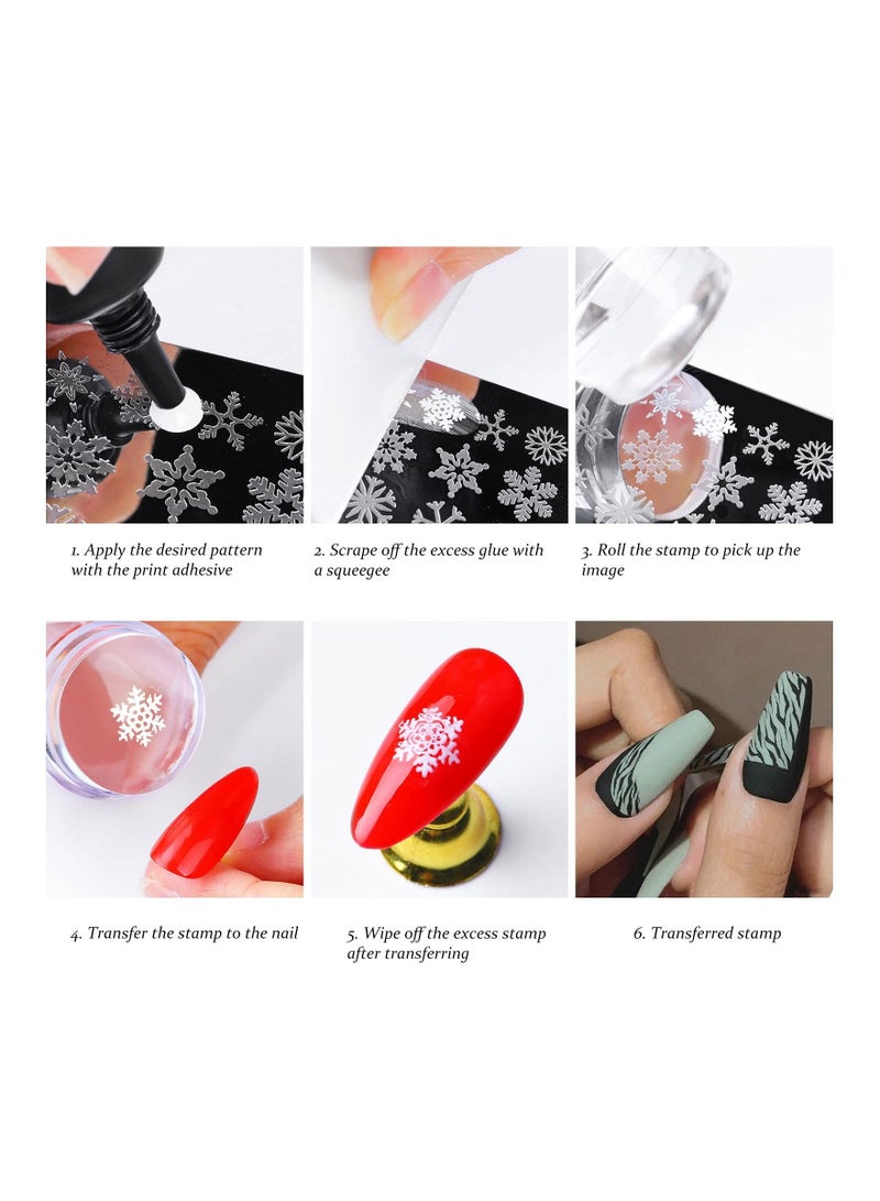 SYOSI 4 Different Clear Silicone Nail Art Stamper Set With 4 Scrapers