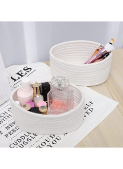 Bukela Small Storage Basket Set of 2, Natural Cotton Rope Woven Baskets for Organizing, Tiny Oval Storage Baskets, Small Basket for Montessori, Baby Nursery Dog Toy Baskets, Bathroom Organization Bin  - Image 4