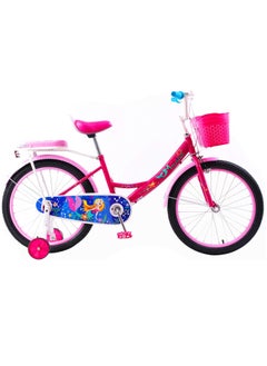 Vaux Elgo Mermaid Kids Road Bike 20 Inch w/ Training Wheels - Dark Pink  - Image 1