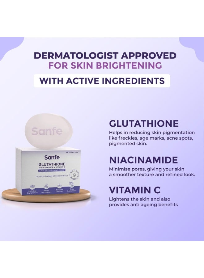Sanfe Glutathione Niacinamide Vitamin C Brightening Soap 75gm - Image 4
