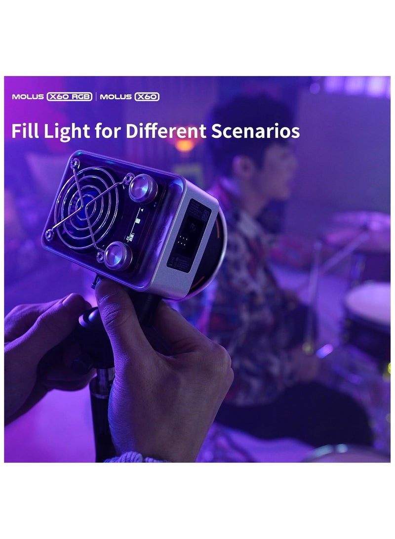 ZHIYUN MOLUS X60 RGB COB Light Combo - Silver - Image 4