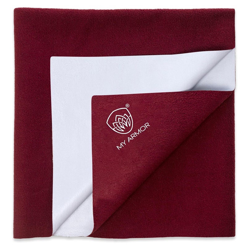 MY ARMOR Waterproof Mattress Protector Sheet for Kids and Adults, Rapid Dry Cotton Bed Protector- X-Large Size 140x200 cm, Pack of 1, Maroon - Image 1
