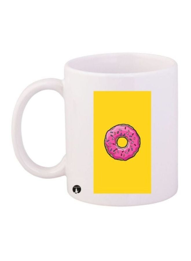 RYN Donut Printed Coffee Mug White/Yellow/Pink