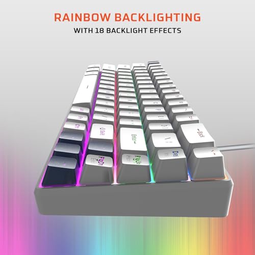 EvoFox Katana S Mini Wired Mechanical Keyboard | Hot-Swappable Silent Red Switches | 68-Key Compact Layout | Vivid Rainbow Backlighting | 1000Hz Polling Rate, All Keys Anti-Ghosting (White) - Image 5