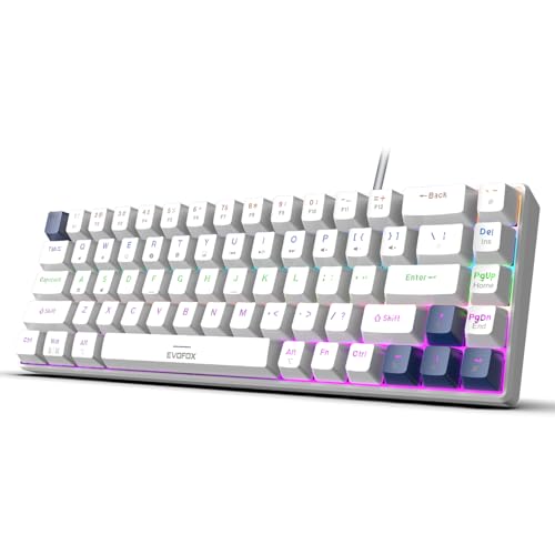 EvoFox Katana S Mini Wired Mechanical Keyboard | Hot-Swappable Silent Red Switches | 68-Key Compact Layout | Vivid Rainbow Backlighting | 1000Hz Polling Rate, All Keys Anti-Ghosting (White) - Image 1