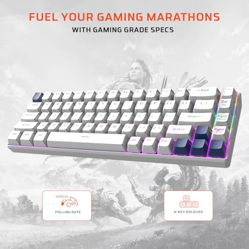 EvoFox Katana S Mini Wired Mechanical Keyboard | Hot-Swappable Silent Red Switches | 68-Key Compact Layout | Vivid Rainbow Backlighting | 1000Hz Polling Rate, All Keys Anti-Ghosting (White) - Image 3