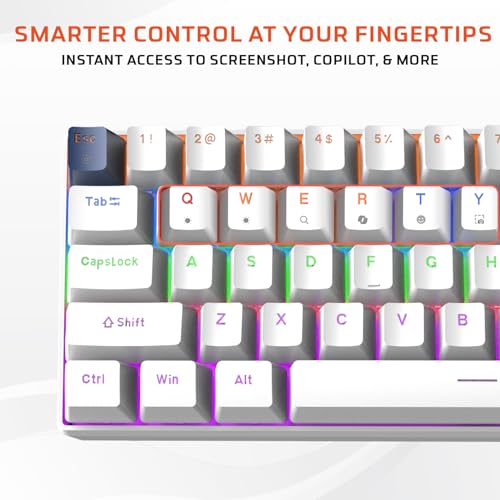 EvoFox Katana S Mini Wired Mechanical Keyboard | Hot-Swappable Silent Red Switches | 68-Key Compact Layout | Vivid Rainbow Backlighting | 1000Hz Polling Rate, All Keys Anti-Ghosting (White) - Image 4