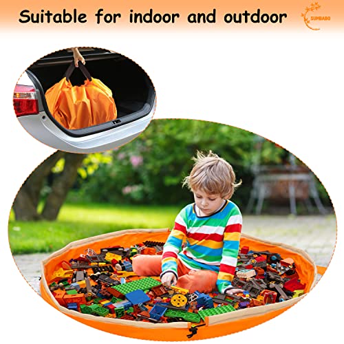 SUMBABO Toy Storage for Lego Play Mat Bag - Duplo Toy Organizer Storage Bag by Drawstring for Kids Tidy Toy with Lips can as Gift (Orange 47 inch) - Image 5