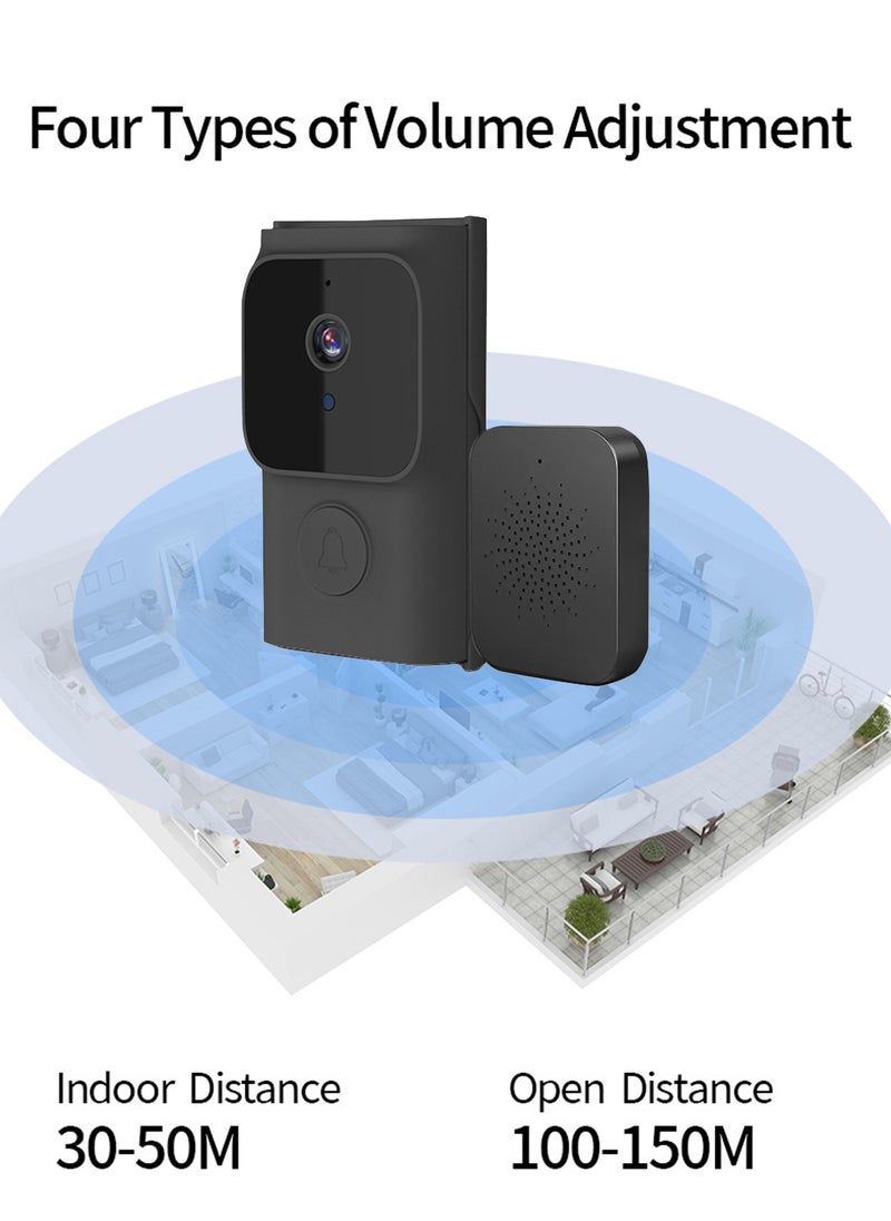 Sharpdo Wireless Smart Doorbell Camera, 720P Video Resolutions, HD Live Image, AI Human Detection, Instant Alert, Two- Way Audio, Night Vision（Black） - Image 2