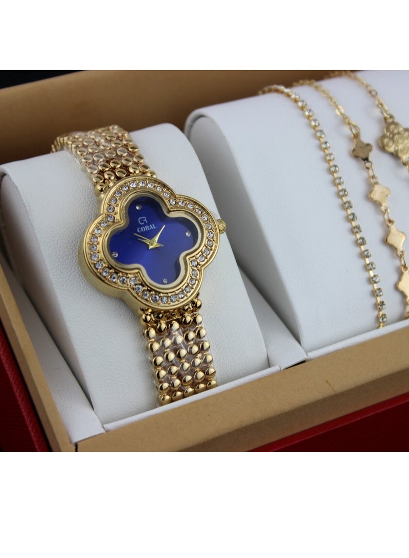 كورال طقم  ساعة نسائي مكون من -ساعة - فان كليف-مع  مجموعة اساور - Image 1