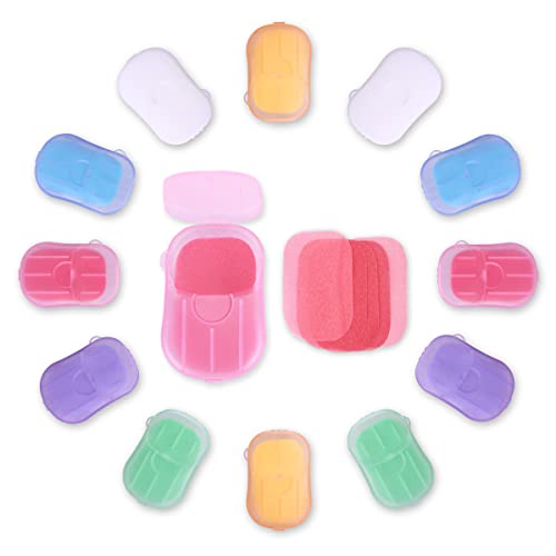Bamsod 12 Boxes (240 Sheets) Mini Hand Soap Sheets Soap Paper Sheets Portable Disposable Travel Scented Bath Slice Sheet Foaming Paper Soap Confetti Slide Flakes for Travel and Outdoor - Image 1