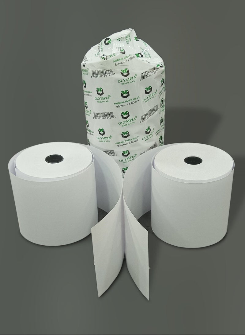 أوليمبيا ورق حراري من ماركة أولمبيا®، قطر 80 مم × 80 مم (قياس دقيق)، جودة موثوقة، لفائف إيصالات نقاط البيع، درجة ممتازة، سمك 70 غ/م² تقريبًا - Image 3