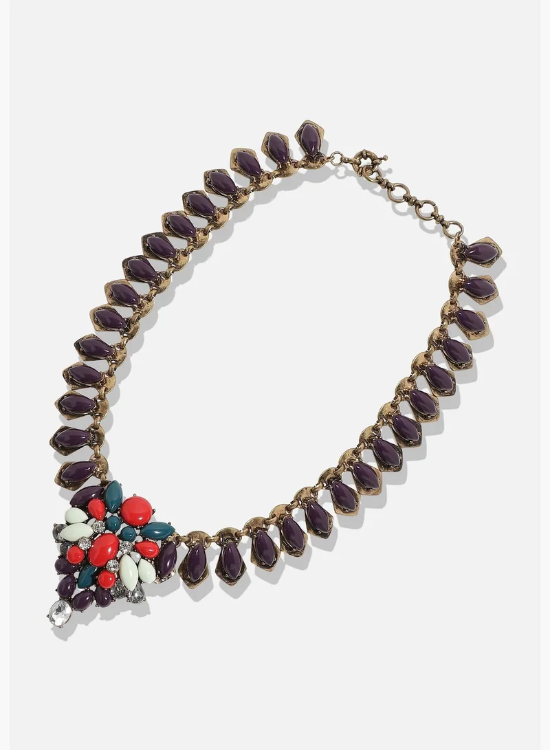 SOHI Gold Plated Designer Stone Party Necklace For Women