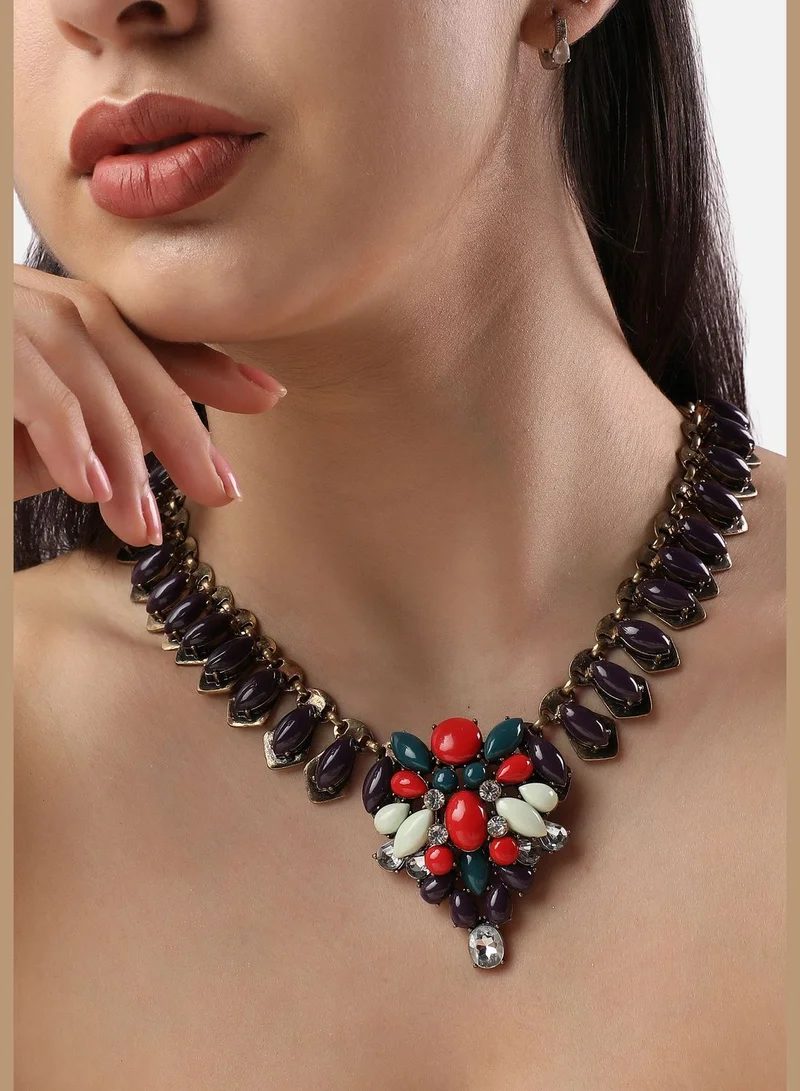 SOHI Gold Plated Designer Stone Party Necklace For Women