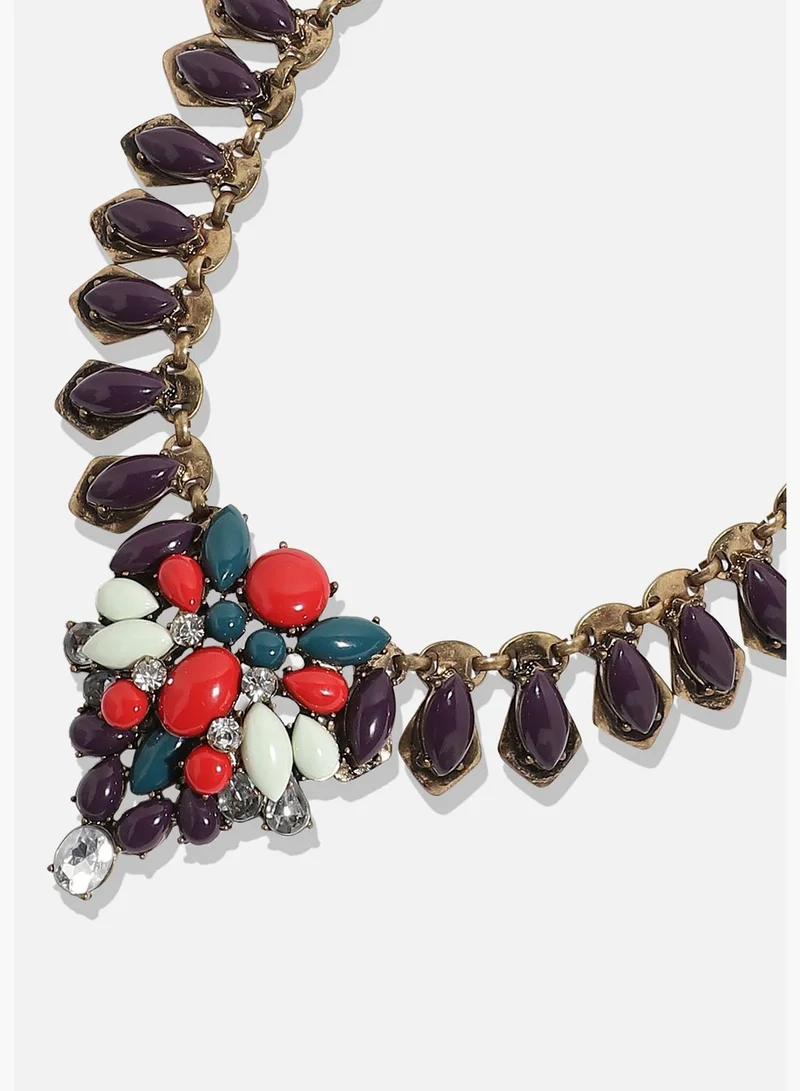 SOHI Gold Plated Designer Stone Party Necklace For Women