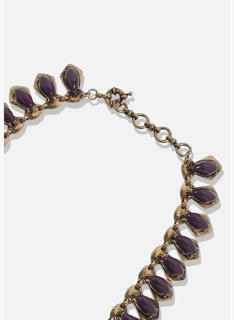 SOHI Gold Plated Designer Stone Party Necklace For Women