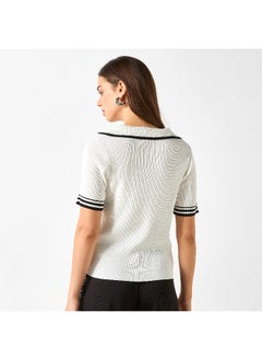 2Xtremz 2Xtremz Ribbed Zip Through Top with Short Sleeves  - Image 3