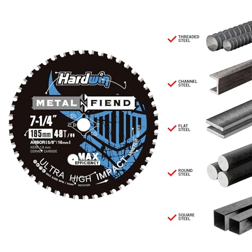 HARDWIN 7-1/4 Inch Metal Cutting Circular Saw Blade - 48T Cermet Carbide, Replace for Diablo D0748CF, for Rebar, Angle Iron, Pipes, 5/8" Arbor, Low-Heat Spark-Free Thin Kerf Design - Image 4