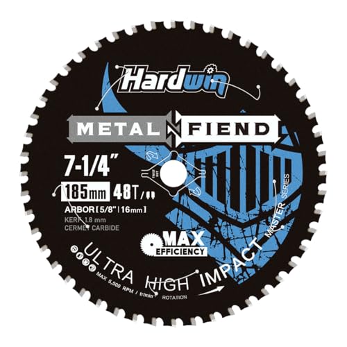 HARDWIN 7-1/4 Inch Metal Cutting Circular Saw Blade - 48T Cermet Carbide, Replace for Diablo D0748CF, for Rebar, Angle Iron, Pipes, 5/8" Arbor, Low-Heat Spark-Free Thin Kerf Design - Image 1
