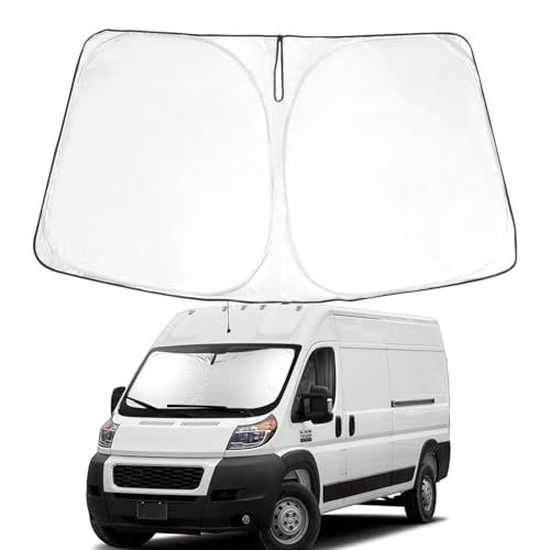 ROCCS Windshield Sunshade UV Ray Reflector for 2014-2025 Dodge RAM ProMaster Full Size Cargo Van Chassis Cab Cutaway Front Window Sun Shade Shield Cover Foldable Reflective Sun Visor - Image 1