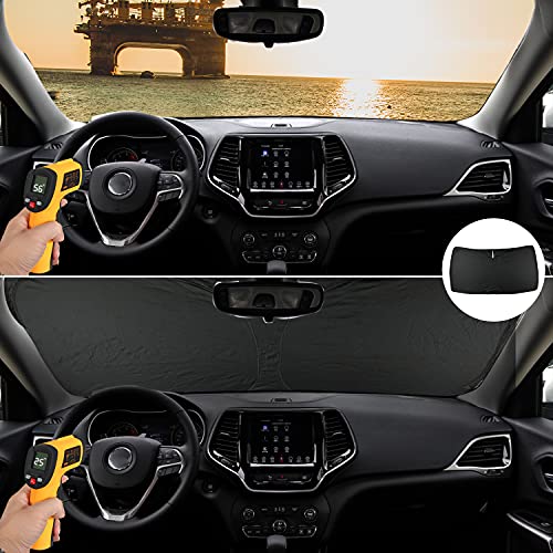 ROCCS Windshield Sunshade UV Ray Reflector for 2014-2025 Dodge RAM ProMaster Full Size Cargo Van Chassis Cab Cutaway Front Window Sun Shade Shield Cover Foldable Reflective Sun Visor - Image 4