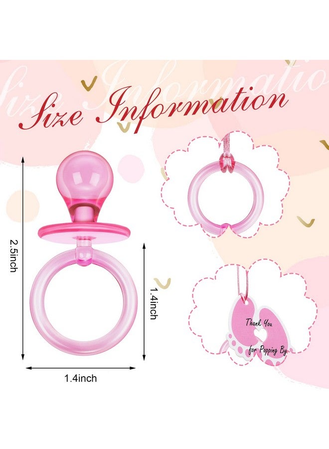 Tondiamo 24 Pieces Acrylic Baby Pacifiers Necklace with Foot Tags Pink Pacifiers Charm Newborn Pacifiers Baby Shower Plastic Cute Pacifiers Necklace for Baby Shower Party Decorations Table Scatter - Image 3