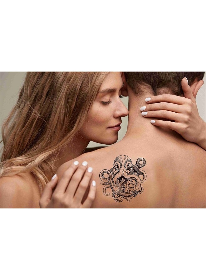 Dopetattoo تصميم وشم 6 أوراق وشوم مؤقتة أخطبوط مرساة وشم مؤقت للرقبة والذراع والصدر - Image 2