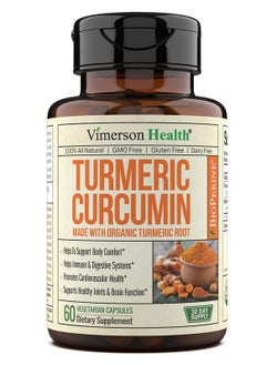 Turmeric Curcumin Supplement. 10 Milligrams Of Bioperine. Made From Organic Turmeric. Healthy Inflammatory Response. Anti-Oxidant Properties. Black Pepper For Better Absorption. Occasional Pain Relief