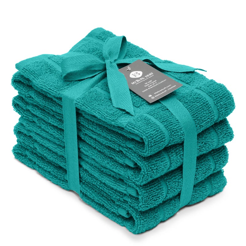 Mellow Buff 100% Cotton Terry Dish Cloth & Dish Towel (Teal, Dish Towel - 4 Pack(Solid)) - Image 1