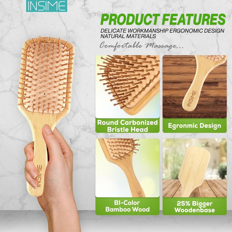 INSIME Bamboo Hair Brush With Bristles. - Image 2