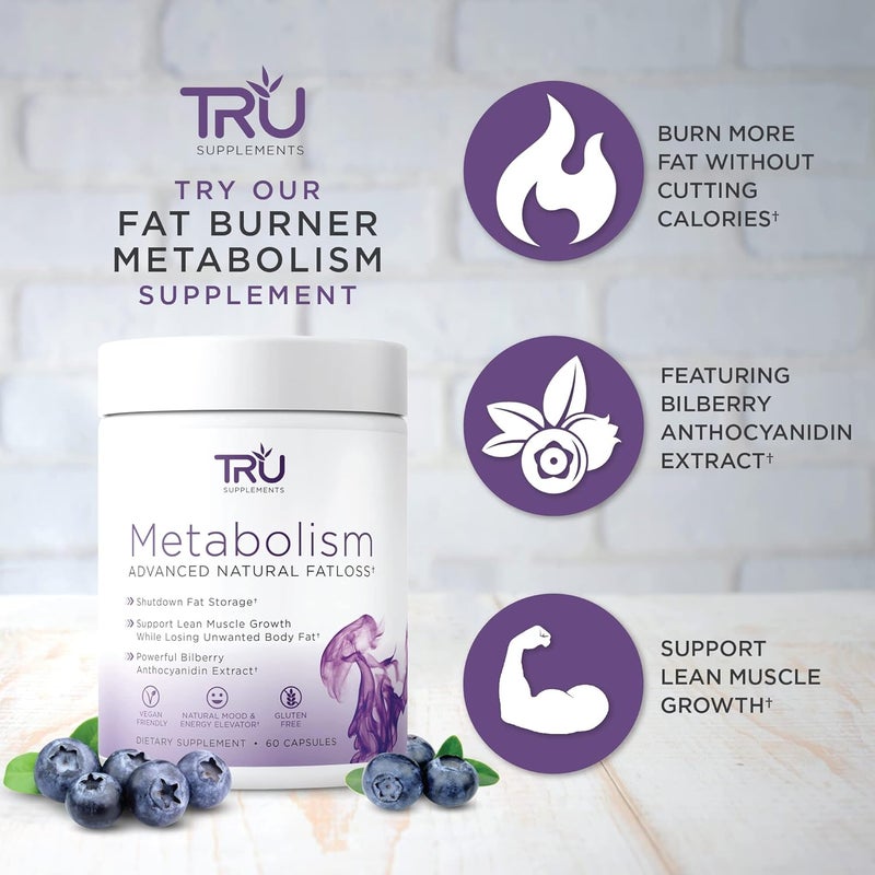 TRU Supplements Metabolism Advanced Fat Loss Fight Cravings Boost Mood No Jitters or Crash 30 Servings - Image 4