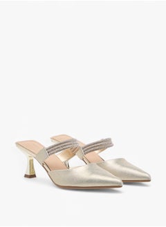 Flora Bella By Shoexpress Womens Embellished Pointed Toe Mules With Flared Heels Ramadan Collection  - Image 2