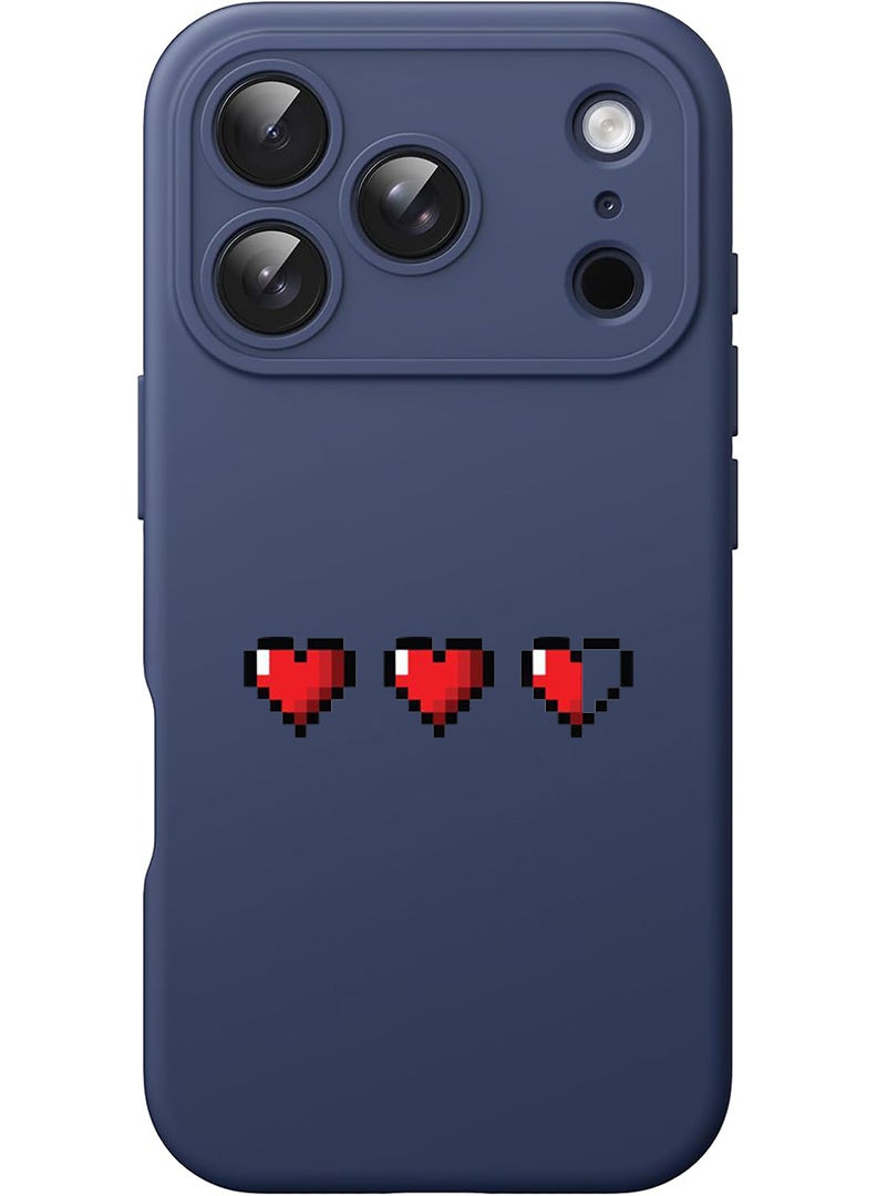 Theodor Protective Slim Fit Case Liquid Silicone Cover with Full Body Protection Anti-Scratch Shockproof Case For Apple iPhone 17 Pro Max (Blue) 3 Hearts - Image 1