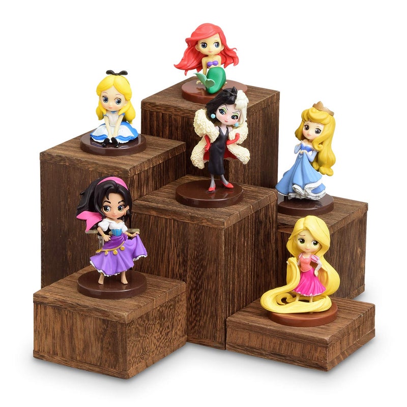 Mooca MOOCA Wooden 6 Pcs Square Risers for Display Jewelry and Accessories Display Stand Wooden Risers For Jewelry Figurine Brown 