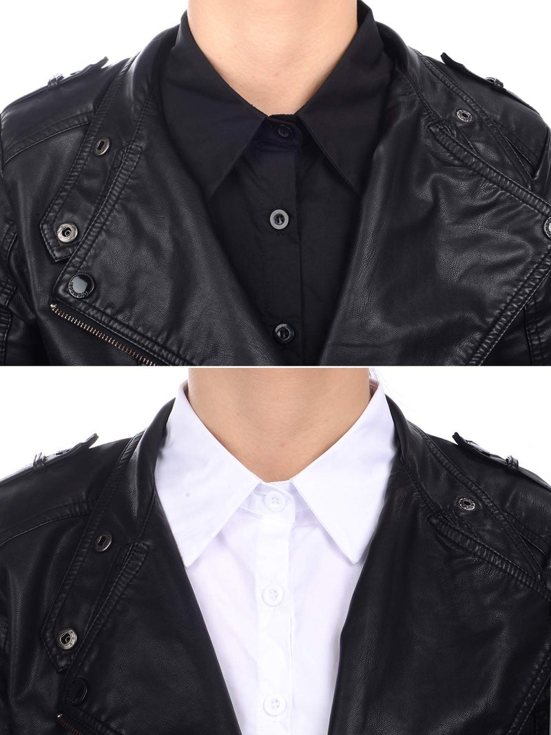 Tatuo 2 Pieces Fake Collar Detachable Collar for Women Shirts Dickey Half False Blouse Dickey(Large,Black, White) - Image 2
