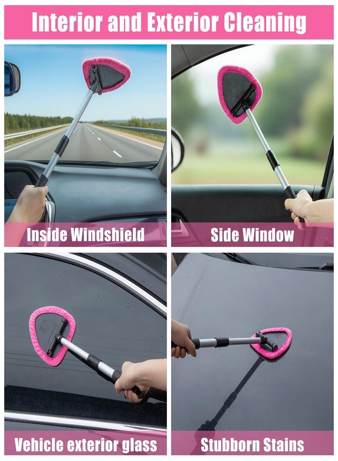 AUTODECO Windshield Cleaner Tool, 17Pcs Car Interior Detailing Kit, Detailing Brush, Towels, Duster, Car Cleaning Kit Interior for RVs, Truck, Trailer (Pink) - Image 3